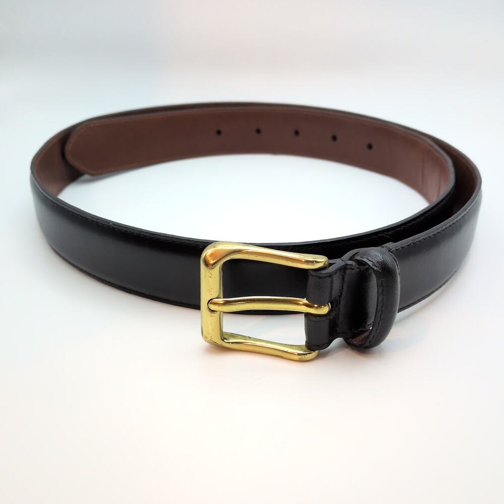 Vintage COACH 5950 Black Burnished Cowhide Leather Belt Brass Buckle 36"